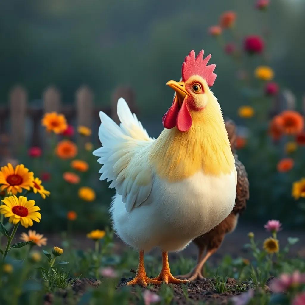 Un gallo amarillo cantando en la granja, acompañado de un cerdo rosa que pinta banderines coloridos, fondo de granja, digital art, divertido, primaveral, alta calidad