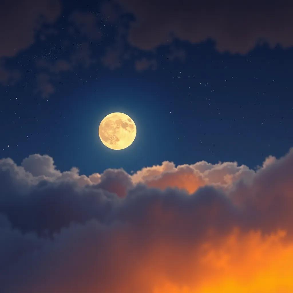 La luna aparece tras la nube, riendo con alegría, iluminando el cielo estrellado, la noche se llena de luz, digital art, vibrant colors, enchanting view, high quality