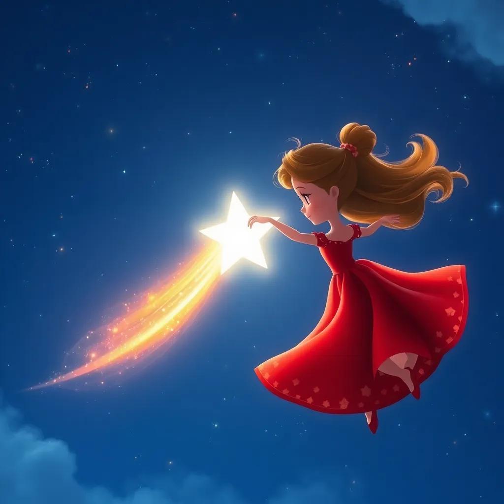 Las cometas volando juntas, la estrella de Sofía y la roja de otro niño ahora enredadas, luciendo como amigas danzando en el cielo azul, en un momento especial y mágico.