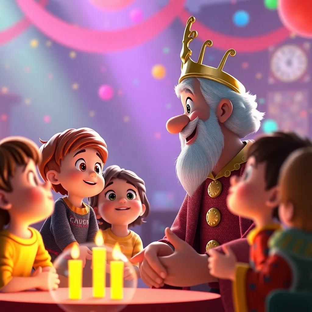 El jurado observando con caras de admiración a los niños y sus cometas, en un entorno colorido lleno de emoción y expectativa, celebrando la creatividad de todos.