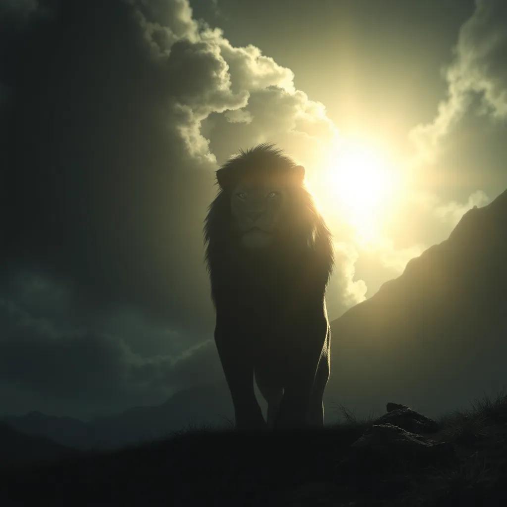 Un ser oscuro, con una forma nebulosa y tenebrosa, frente a Leo en un paisaje sombrío, Leo mostrando valor y determinación, luz estelar brillando a su alrededor, arte denso y emocional, alto contraste