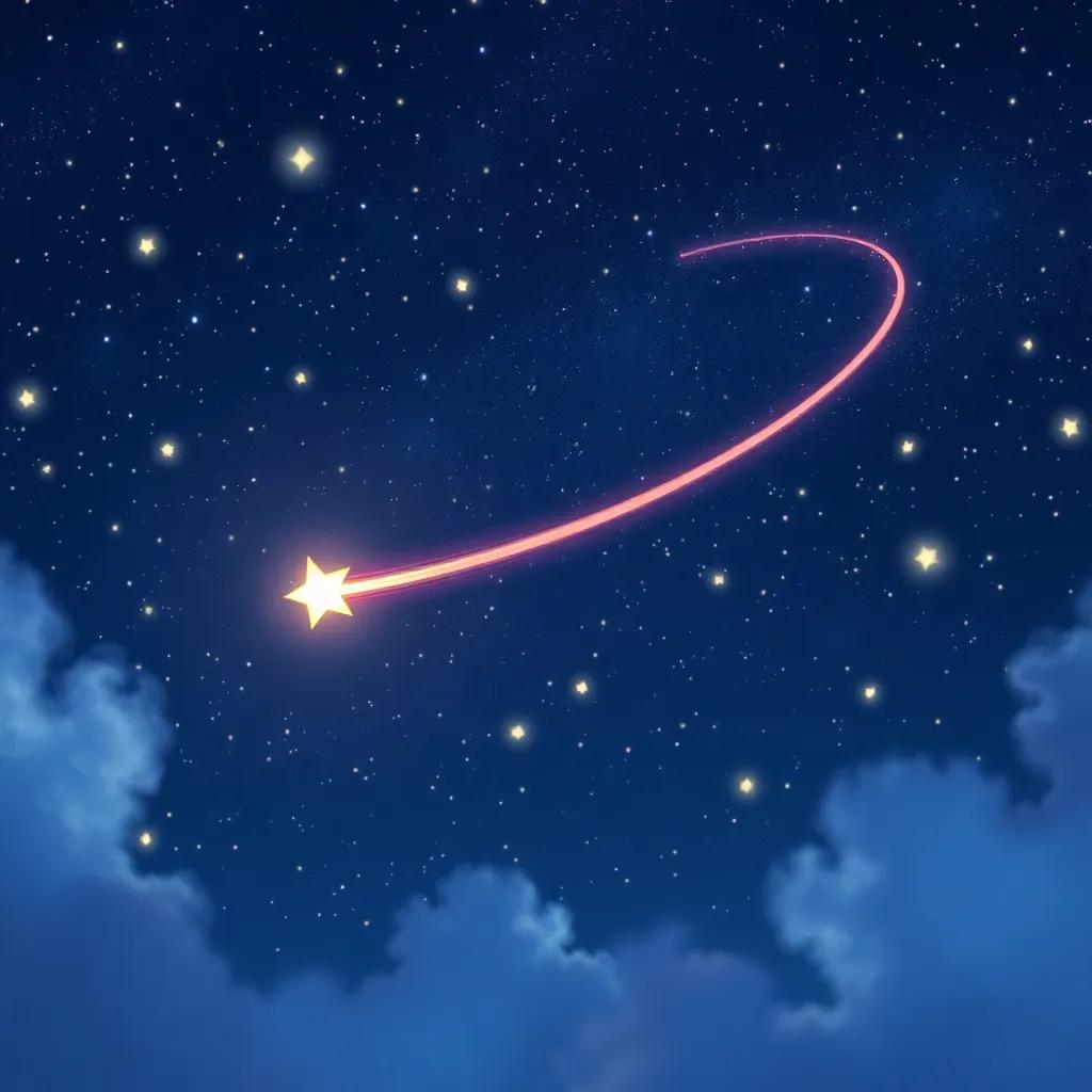 A night sky filled with stars twinkling brightly, with a shooting star zipping across, symbolizing hope and magic, digital art, enchanting colors, high quality