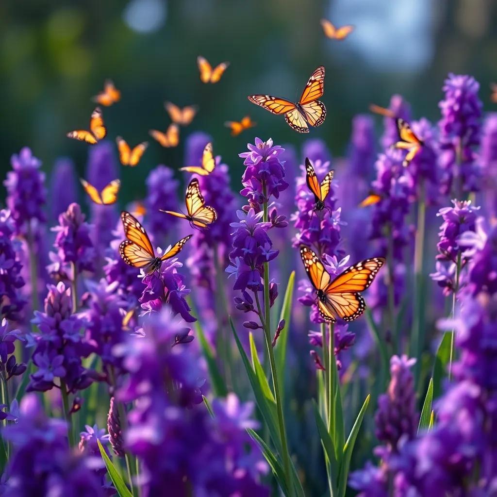 A symbolic representation of love and loss, with butterflies fluttering around a field of purple flowers, painting a story of Hyacinthus and Apollo, vibrant colors, sweet and poignant imagery