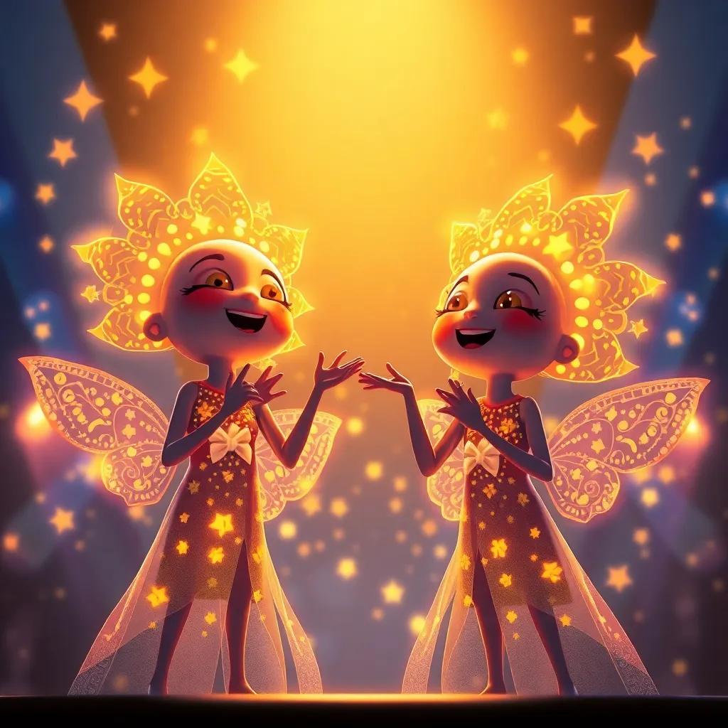 Las luciérnagas brillando intensamente y agradeciendo al final del concierto, celebrando la alegría de la música.