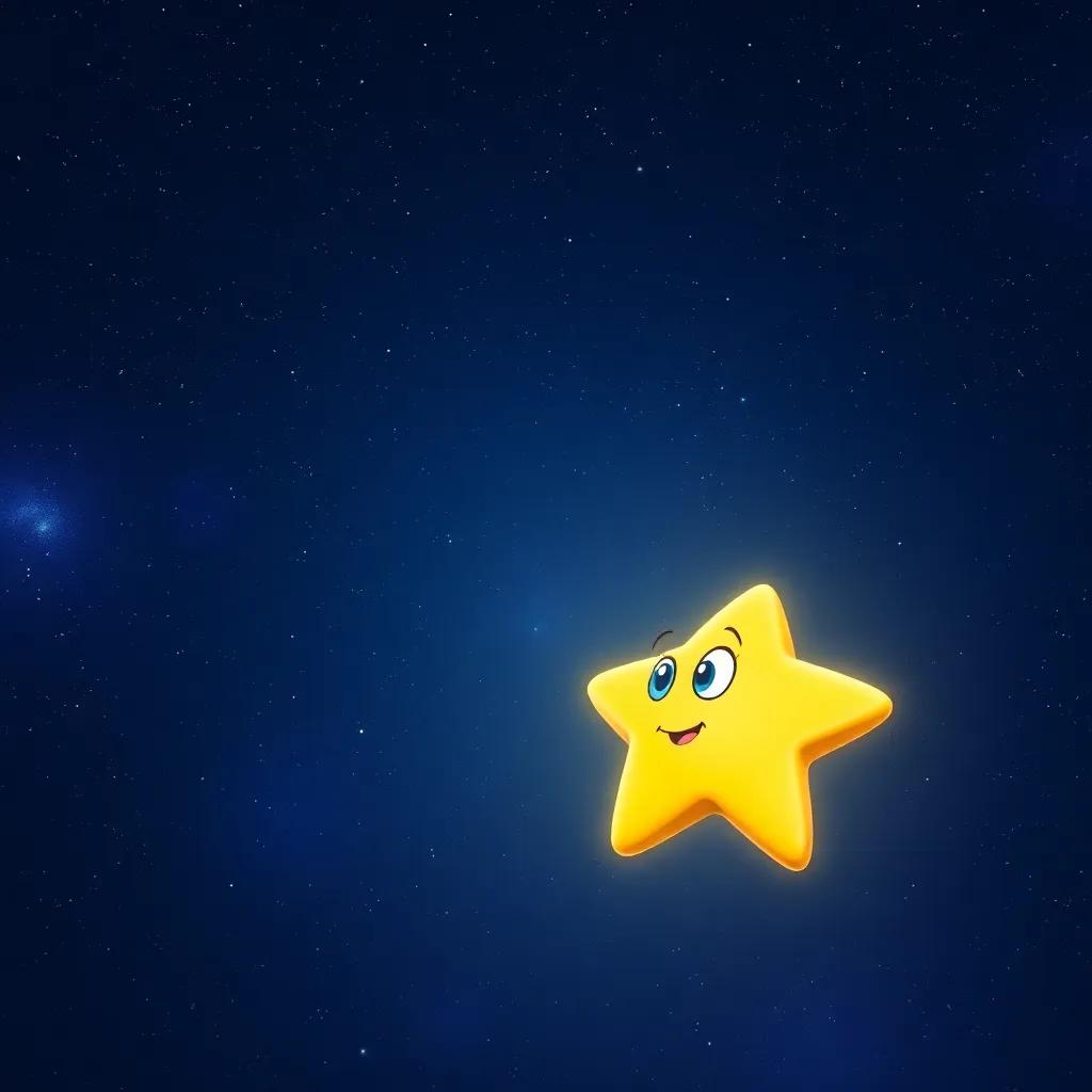 A bright star in the night sky, shining brightly, looking curious about the Earth, digital art, vibrant colors, magical and inviting atmosphere, high quality