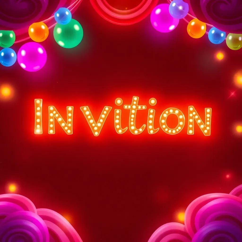 A colorful invitation with the words 