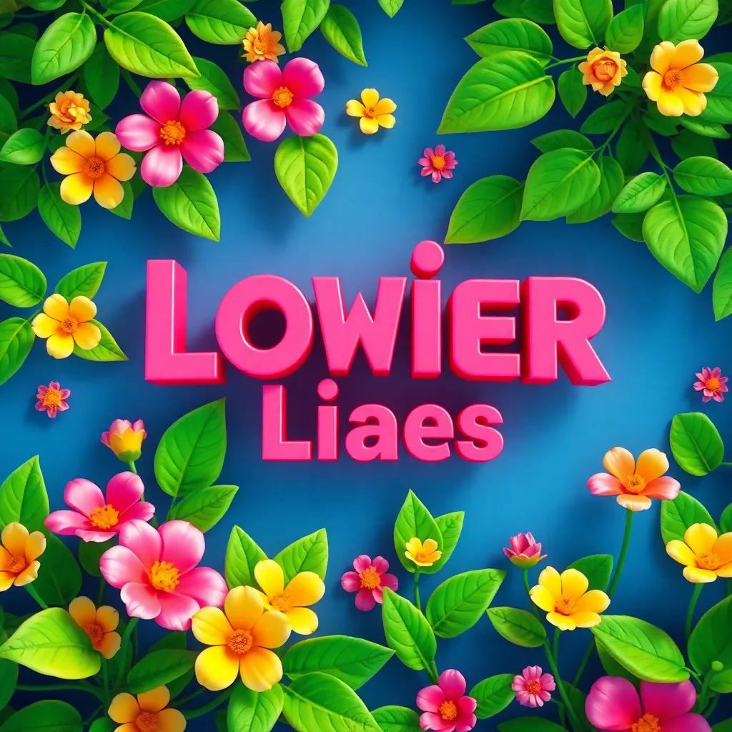  in bold, bright letters, surrounded by fresh green leaves and flowers, cheerful design, digital art, high contrast, vivid and cheerful colors, captivating