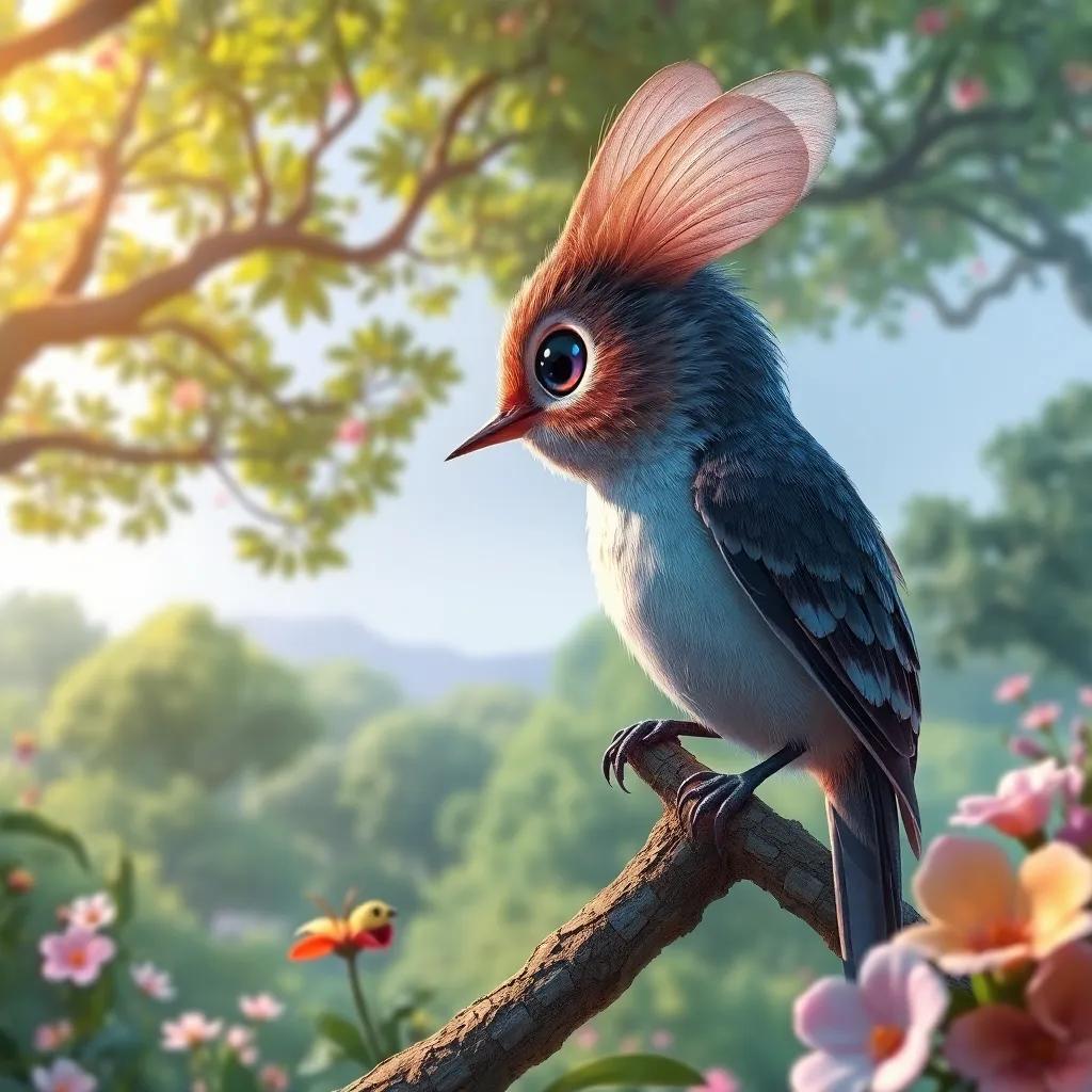 Una ardilla llamada Lila, con pelaje marrón brillante, mirando un hermoso paisaje del bosque con árboles verdes y flores de colores, digital art, vibrantes colores, atmósfera alegre, vista panorámica, alta calidad
