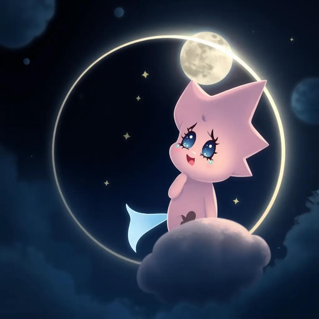 Una estrella llorando en la luna, con gran tristeza, rodeada de un cielo oscuro y una luna brillante, ilustración, emotivo, caricaturesco