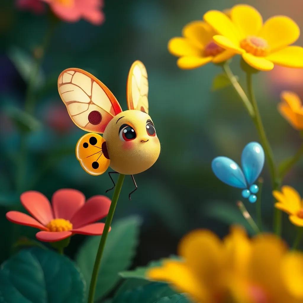 Uma pequena borboleta, com asas brancas e simples, olhando para outras borboletas coloridas ao seu redor, em um jardim florido, digital art, alegre, cores vibrantes, foco nítido