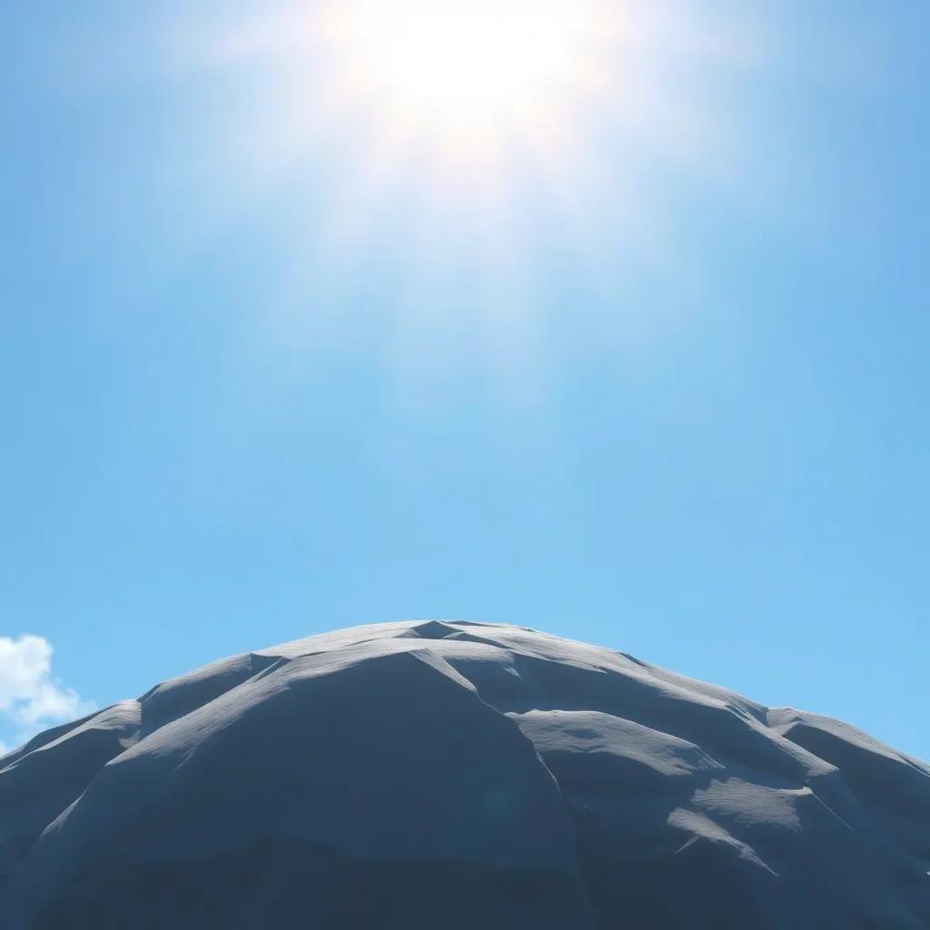 A bright little sunbeam, Sunny, shining down from the blue sky, looking with concern at the gray world below, digital art, cheerful atmosphere, high quality