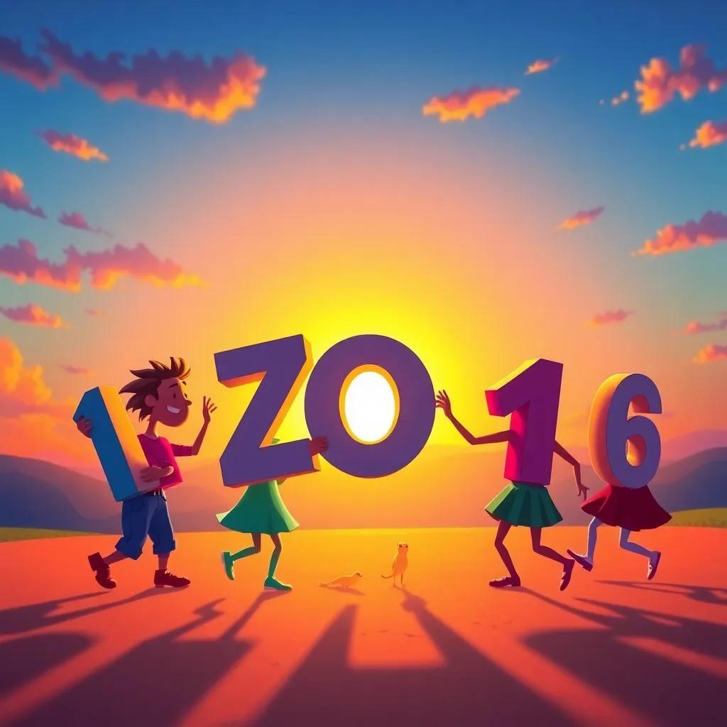 Zero joyfully joining the numbers in a circle, all dancing and laughing under a colorful sunset, capturing their friendship and fun, heartwarming and colorful, magical moment