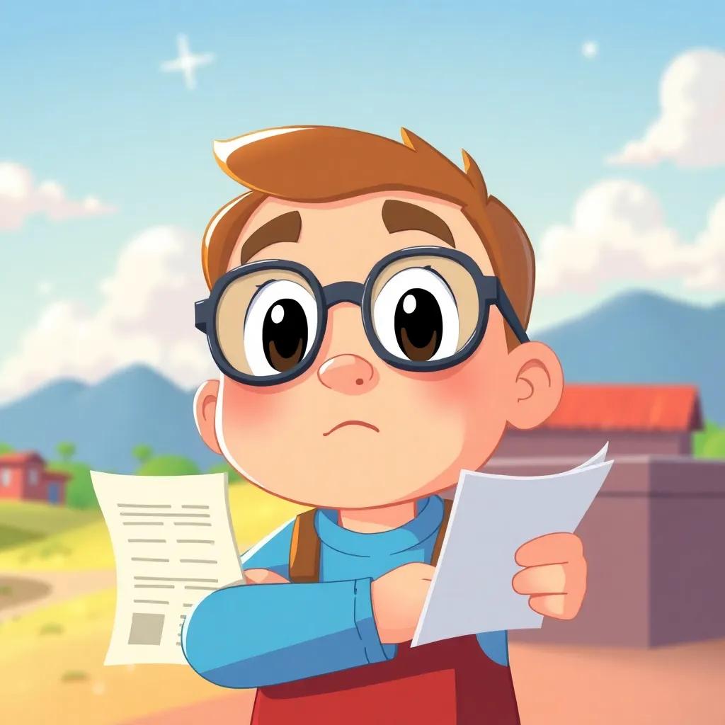 Gary, looking determined, with a small plan next to him, deciding to work and play, a bright future ahead full of possibilities, illustration, hopeful mood, colorful