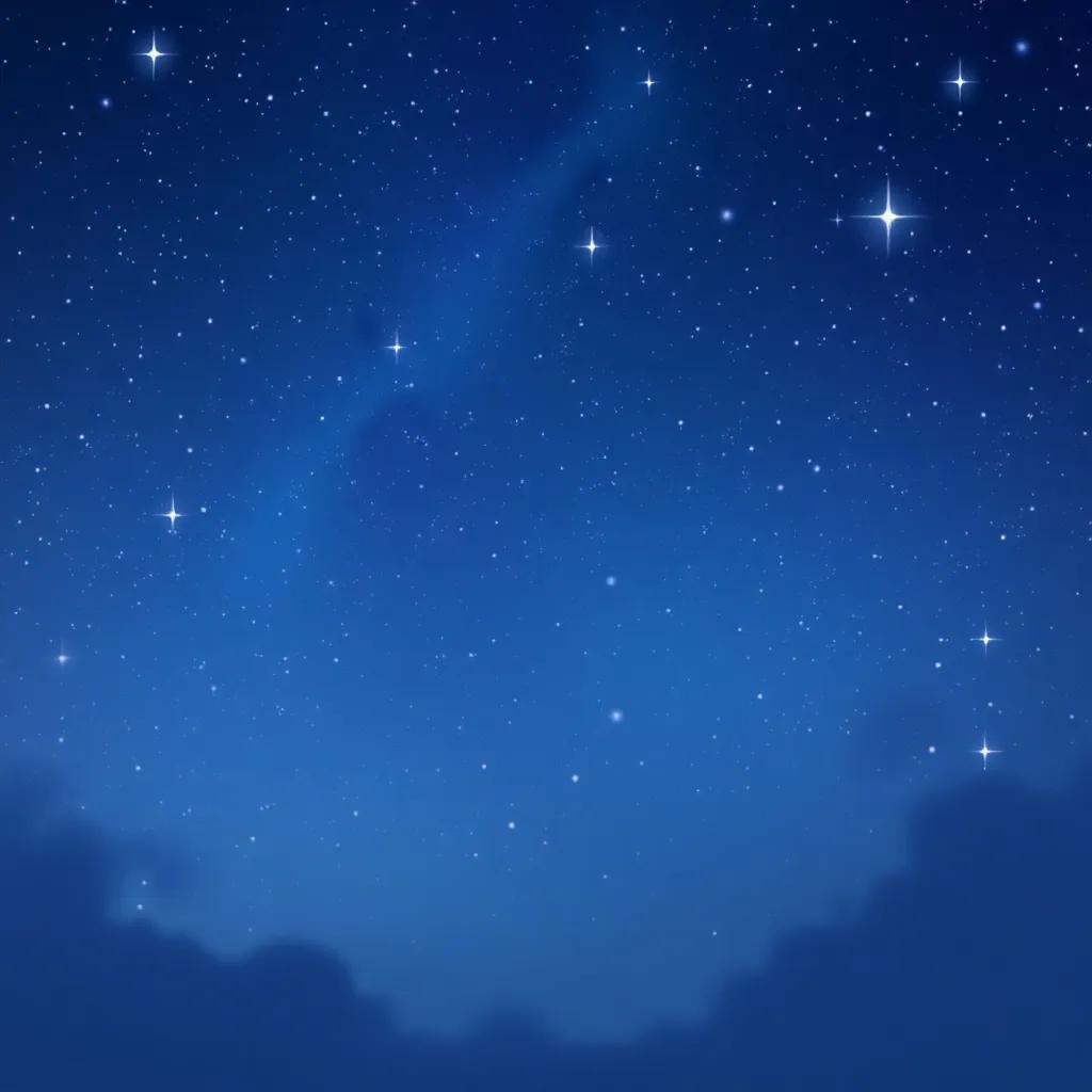 A dreamy night sky filled with stars, representing Lucy's everlasting memories of her magical adventure, a gentle and calming scene, digital painting, soft colors, high quality