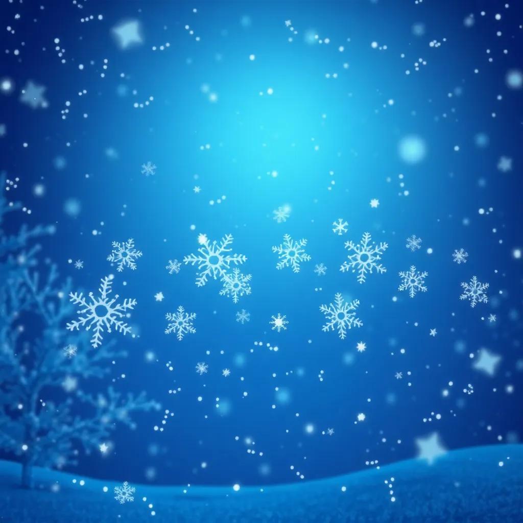 A cold winter night with shimmering stars, a group of animated snowflakes dancing in the air, playful and lively atmosphere, digital art, bright colors, magical, high quality