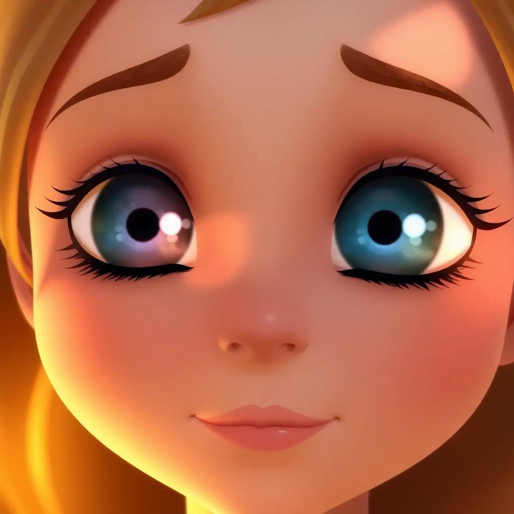A close-up of Lily's closing eyes, filled with warmth, kindness, and love from her dreams, soft focus, emotional and tender art, high quality
