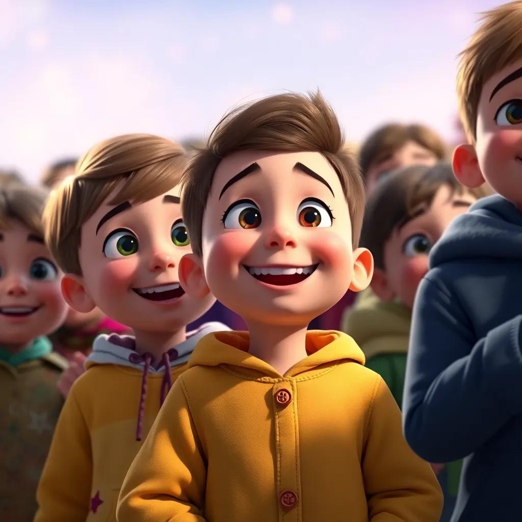 Toot recognizing the kids waiting for their toys, joyful anticipation, bright and happy expressions on children's faces, vibrant colors, uplifting portrayal, cheerful scenery