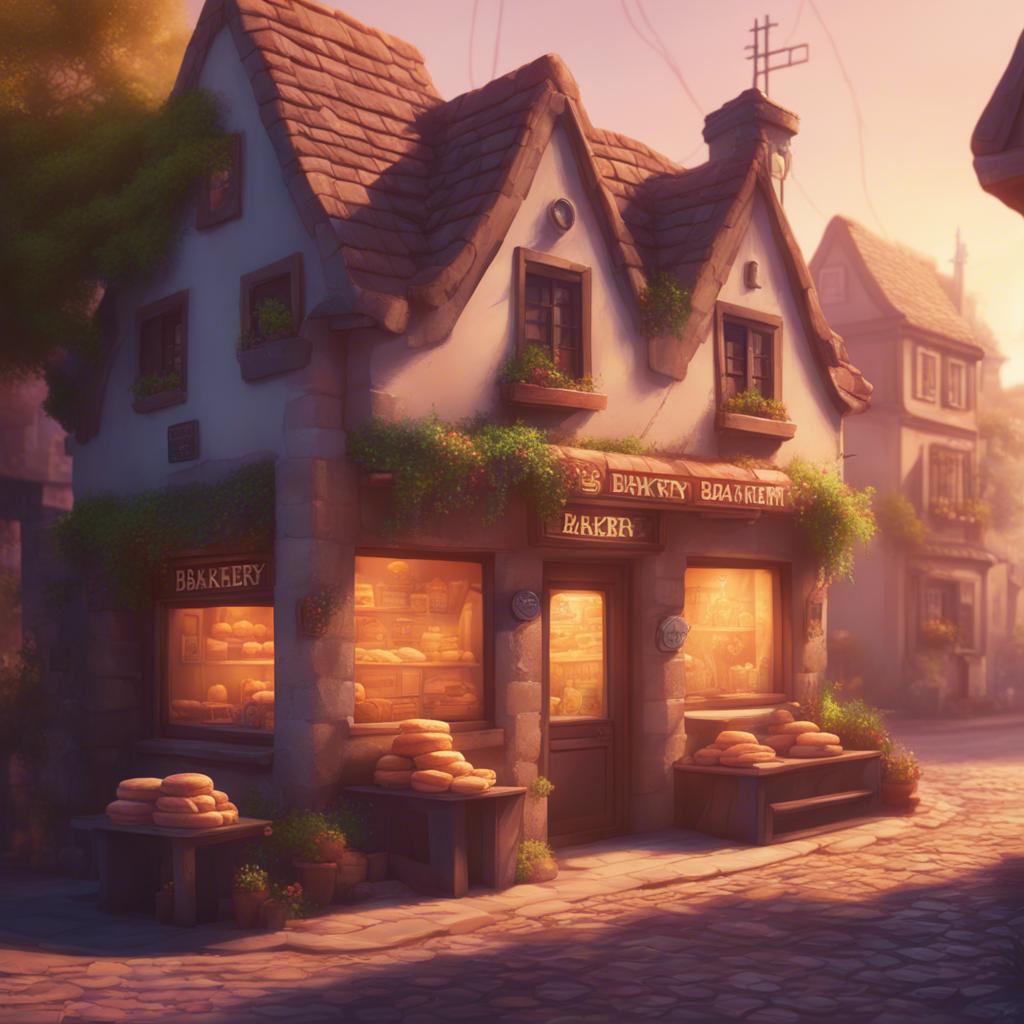 A tiny ancient village with a quaint bakery in the center, surrounded by cobblestone streets, giving off a warm and inviting glow, soft afternoon light, cheerful colors, focused on the bakery entrance, charming and nostalgic scene