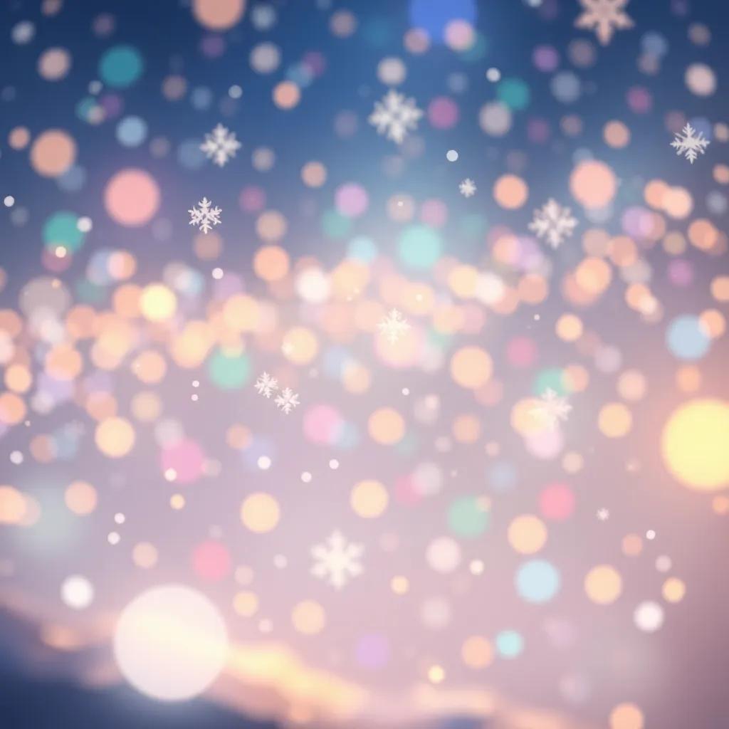 Snowflakes watching from the sky, feeling warm happiness, a colorful and sparkly atmosphere as they celebrate their success, magical glow, high quality