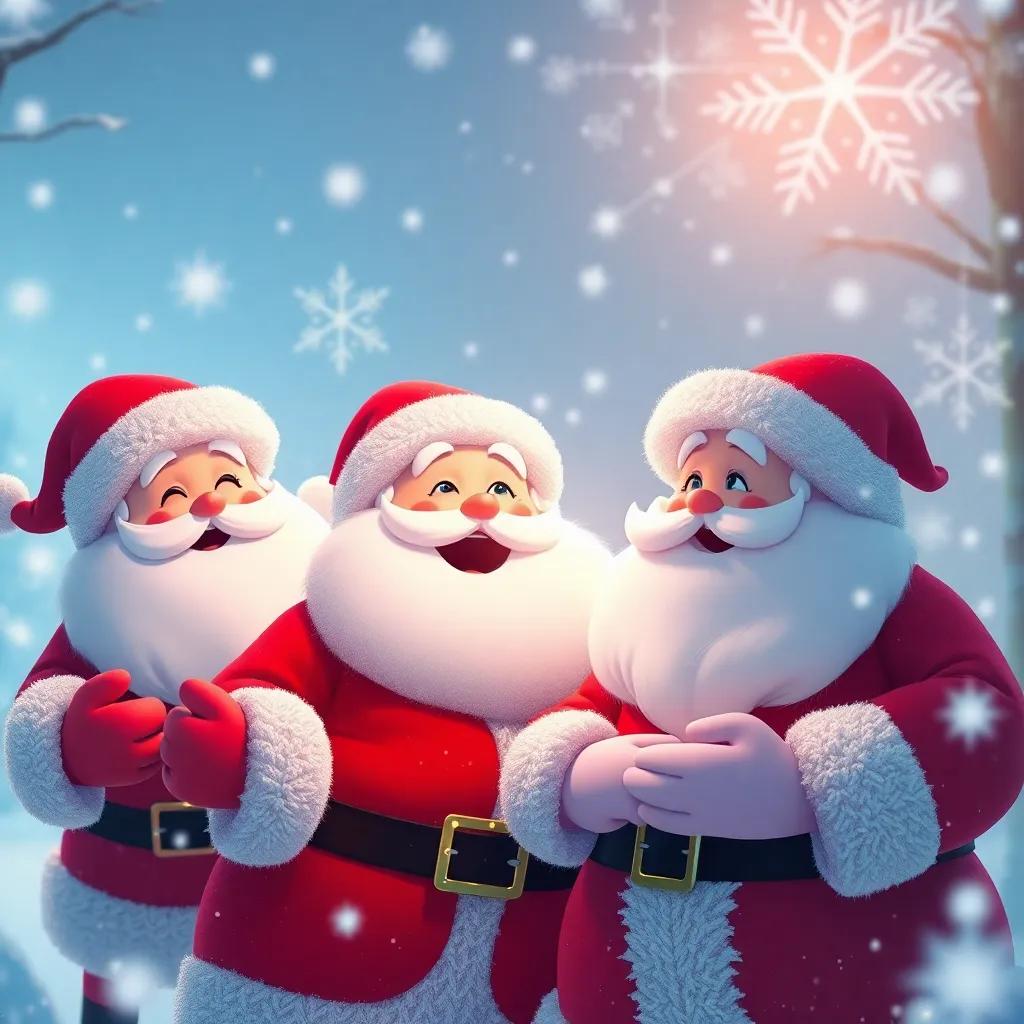 A memorable winter scene of snowflakes as the Secret Santas, bringing joy to children each year, surrounded by laughter and holiday spirit, magical and heartwarming, high quality