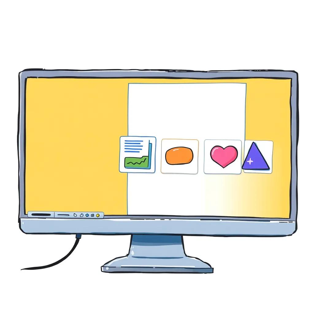 Image of A detailed illustration of the insert button on a computer screen with bright graphics showing pictures and shapes being entered into a Word document, emphasizing creativity, modern style, digital art, colorful