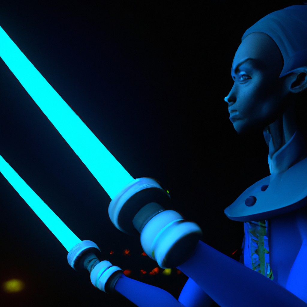 Image of A young African Jedi with a blue lightsaber honing his skills.