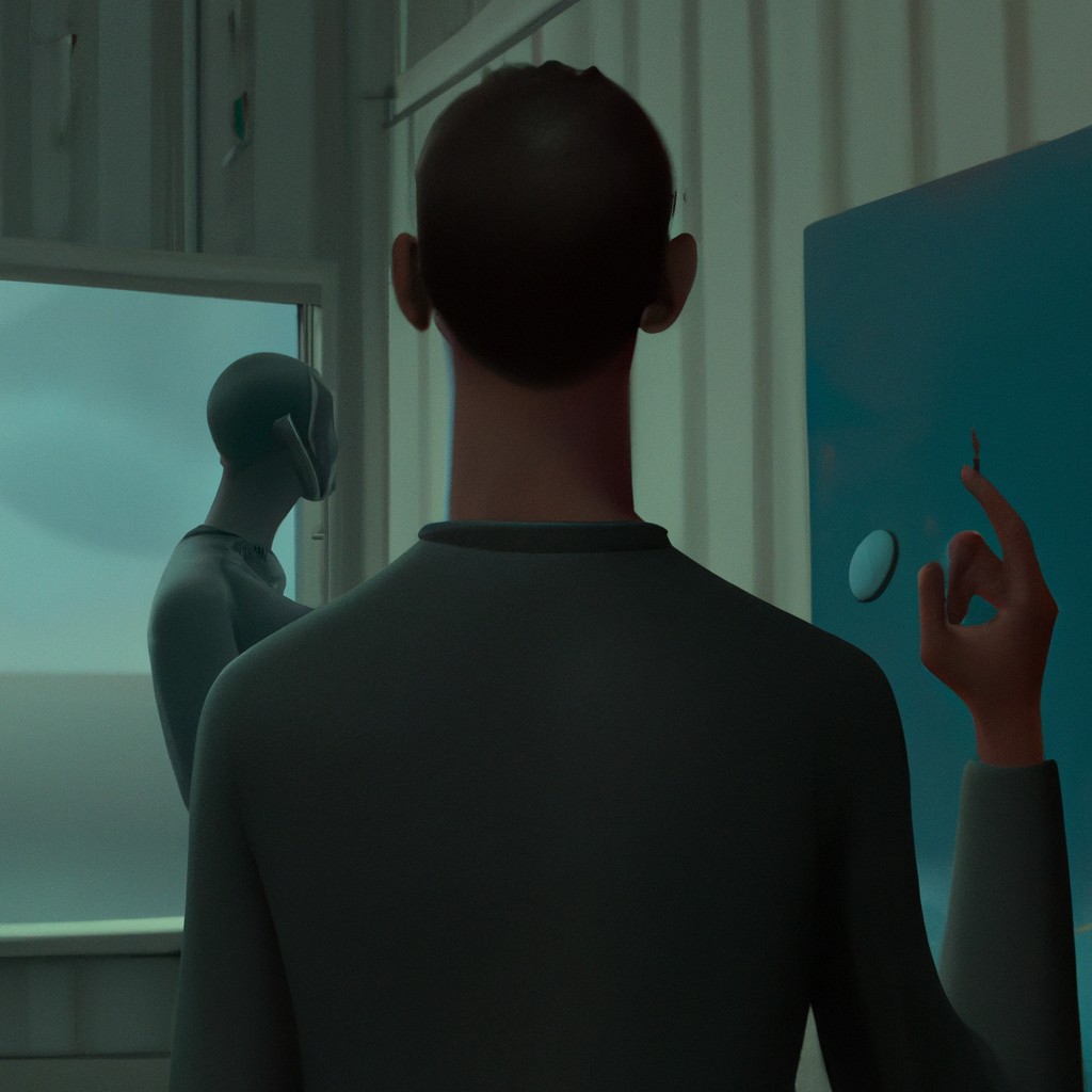 Image of A person looking at their own reflection in a mirror, contemplating their emotions.