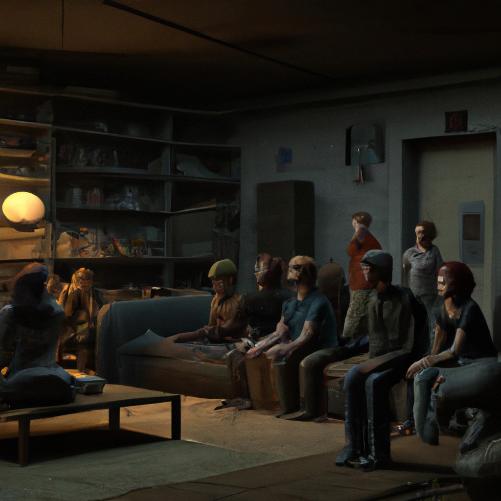 Image of A gathering of people in Oliver's living room, sharing their struggles and finding support.