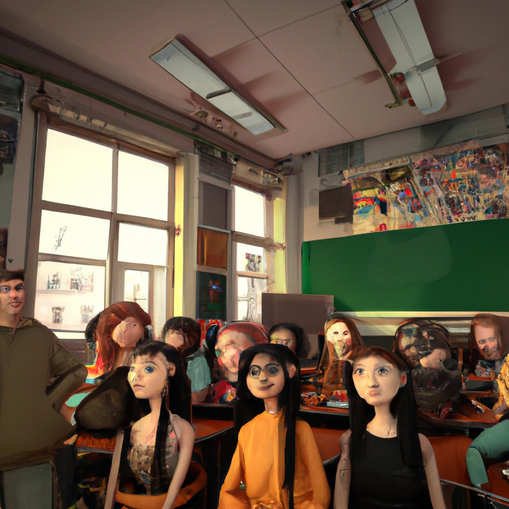 Image of A classroom filled with eager students, their faces lit up with excitement as they listen to their teacher.