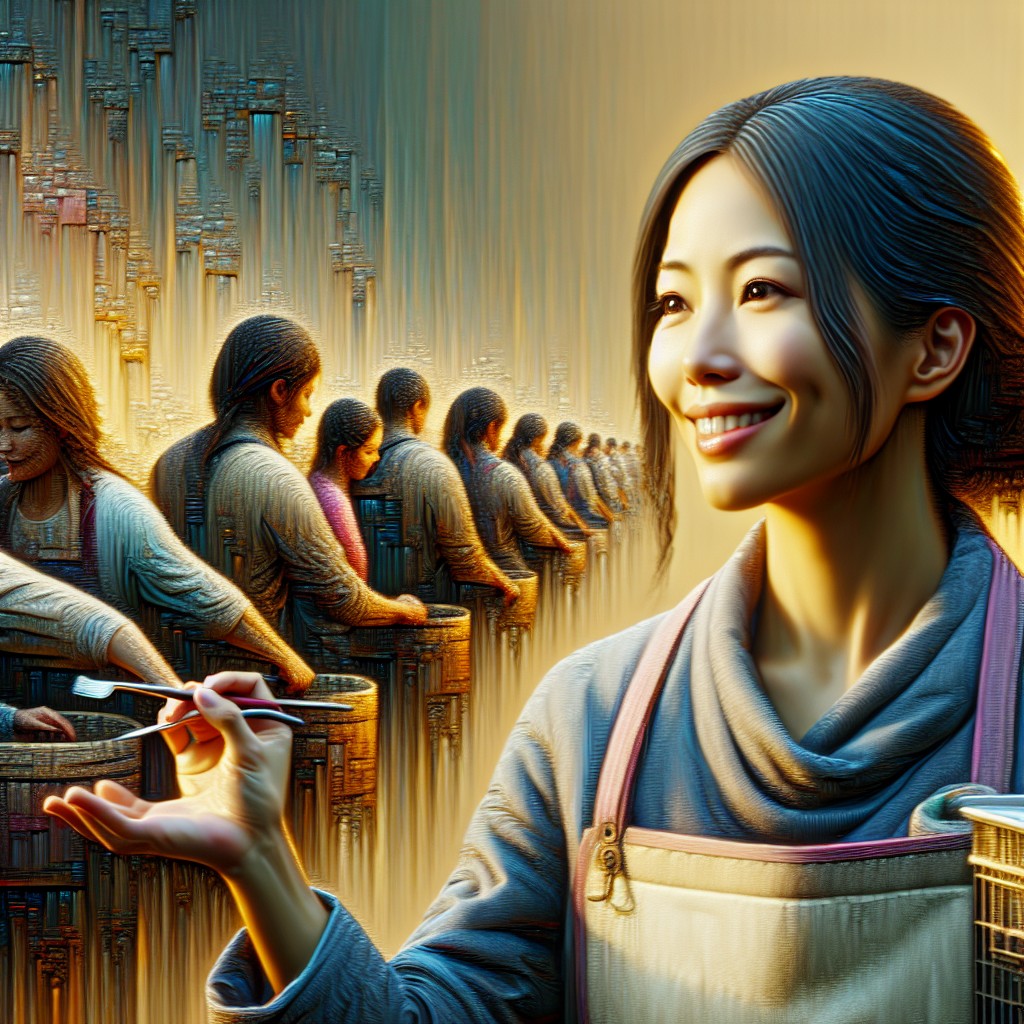 Image of A person with a warm smile helping others with various tasks.