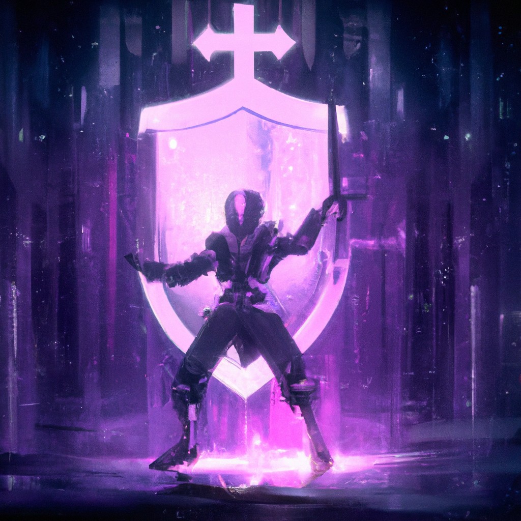 Image of A knight in shining armor raising his sword to create a shield of protection.