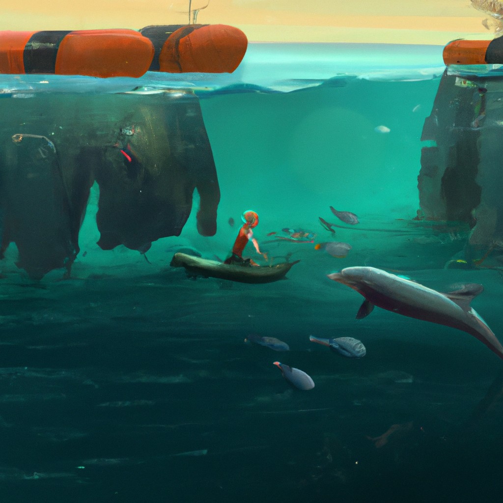 Image of Oliver swimming alongside colorful corals and playful dolphins, feeling a sense of belonging in the sea.