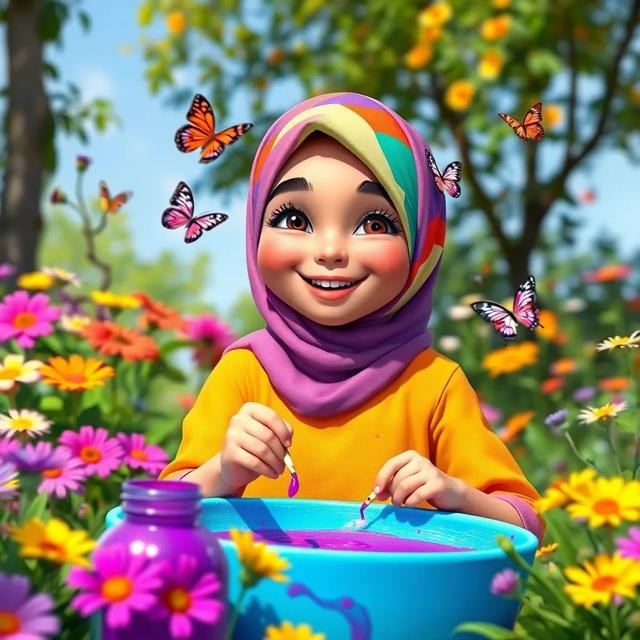 غلاف الكتاب القصة بعنوان: لونت ندى المتحجبة حرف نون بلون بنفسجي