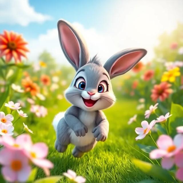 Book cover of the story titled: Benny the Bunny's Magical Flower Adventure
