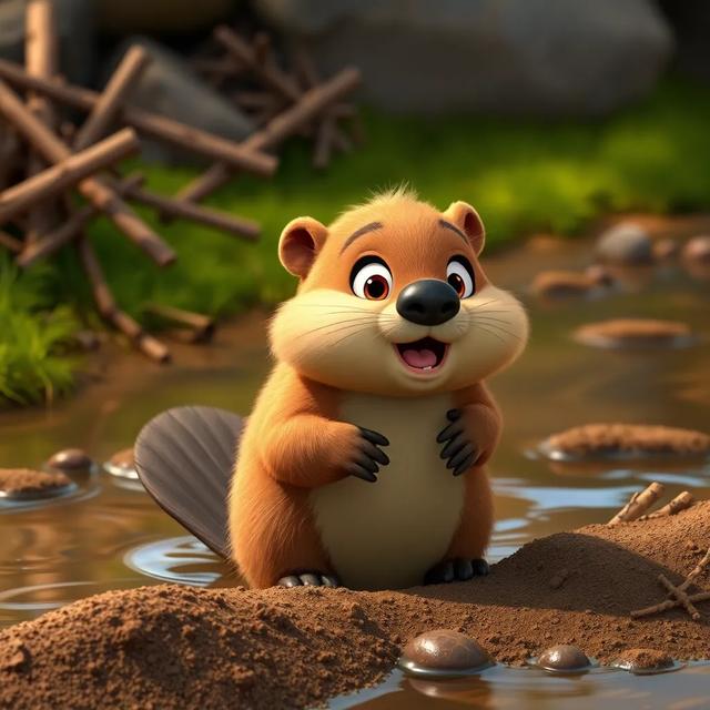 Book cover of the story titled: Bobby the Brave Beaver's First Dam
