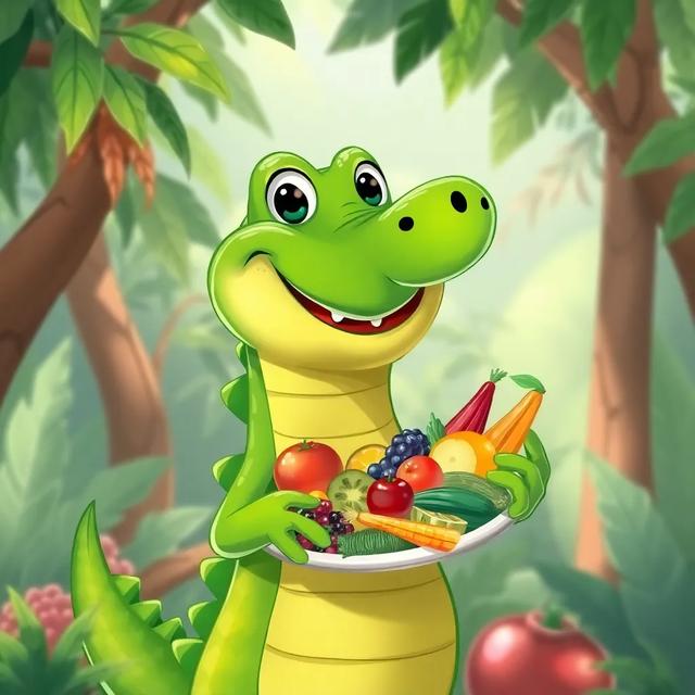 Portada del libro de la historia titulada: Coco el cocodrilo vegetariano
