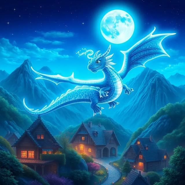 Portada del libro de la historia titulada: El Dragón de la Luna Azul