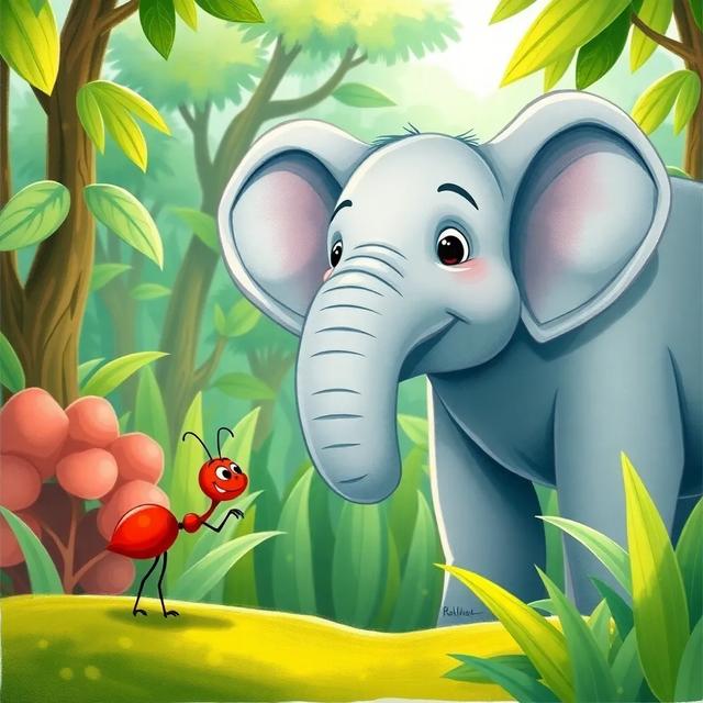 Book cover of the story titled: El Elefante y la Hormiga