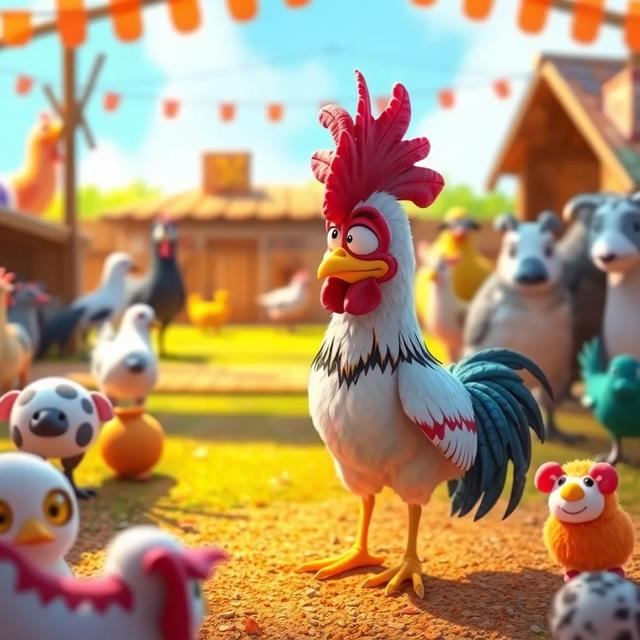 Portada del libro de la historia titulada: El gallito que no quería cantar