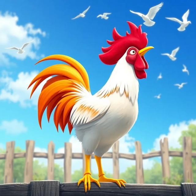 Portada del libro de la historia titulada: El gallo que soñaba con volar