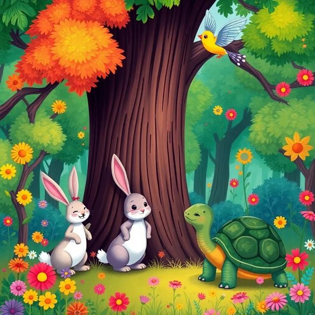 Book cover of the story titled: El Gran Concurso de Matemáticas en el Bosque Mágico