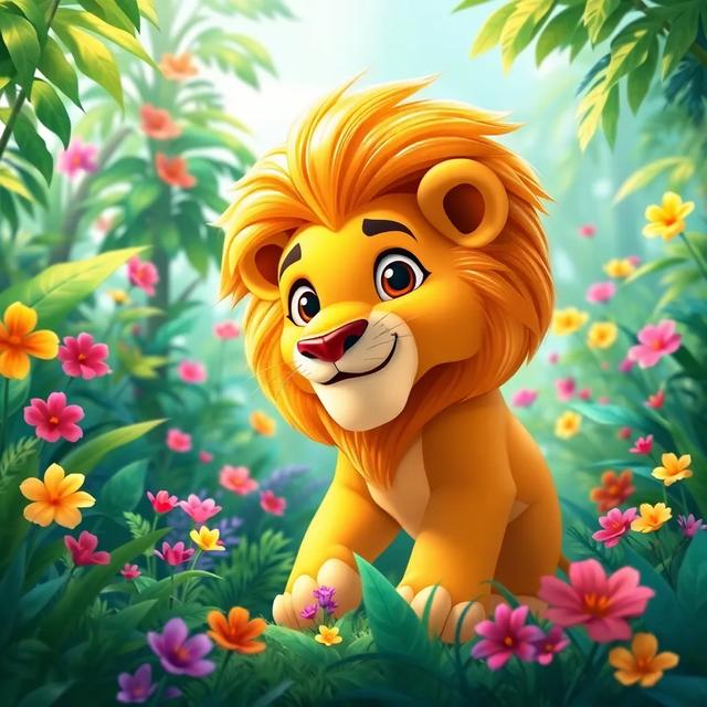 Portada del libro de la historia titulada: El león y su melena mágica