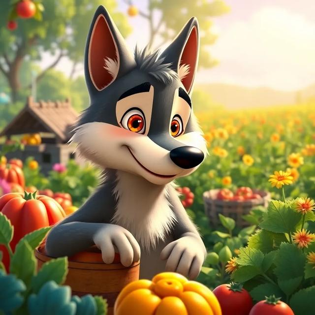 Portada del libro de la historia titulada: El Lobo que Ayudaba en la Cosecha