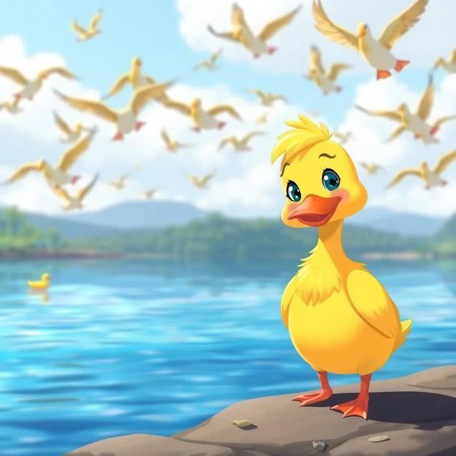 Portada del libro de la historia titulada: El pato que quería aprender a volar