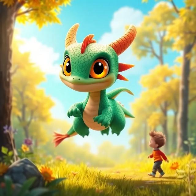 Portada del libro de la historia titulada: El pequeño dragón y su amigo