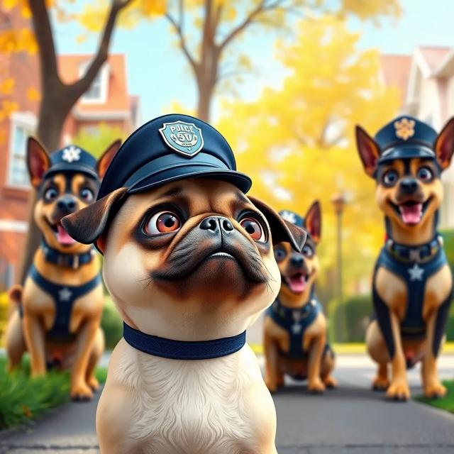Portada del libro de la historia titulada: El perrito que quería ser perro de policía