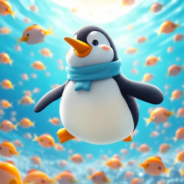 Portada del libro de la historia titulada: El Pingüino y el Pez