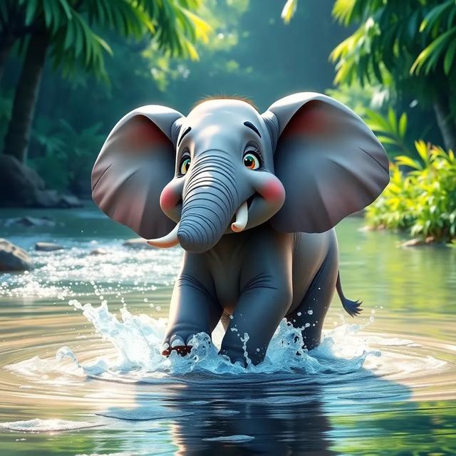 Book cover of the story titled: Ellie the Elephant's Big Splash