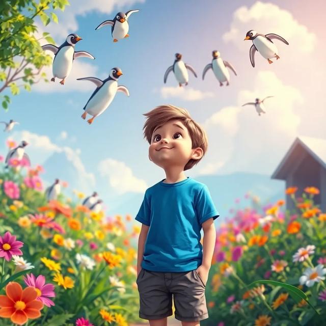 غلاف الكتاب القصة بعنوان: James and the Flying Penguins at the Beach