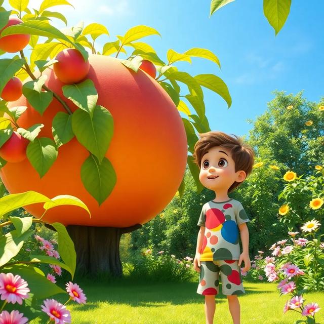 Book cover of the story titled: James and the Giant Peach Adventure